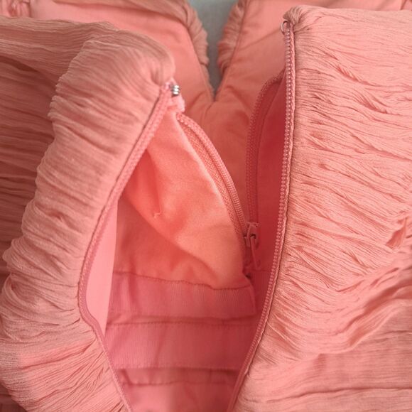 J.Crew Rose Pink Nadia Dress Women’s 10 Silk Chiffon Strapless Peach Romantic - Picture 11 of 12